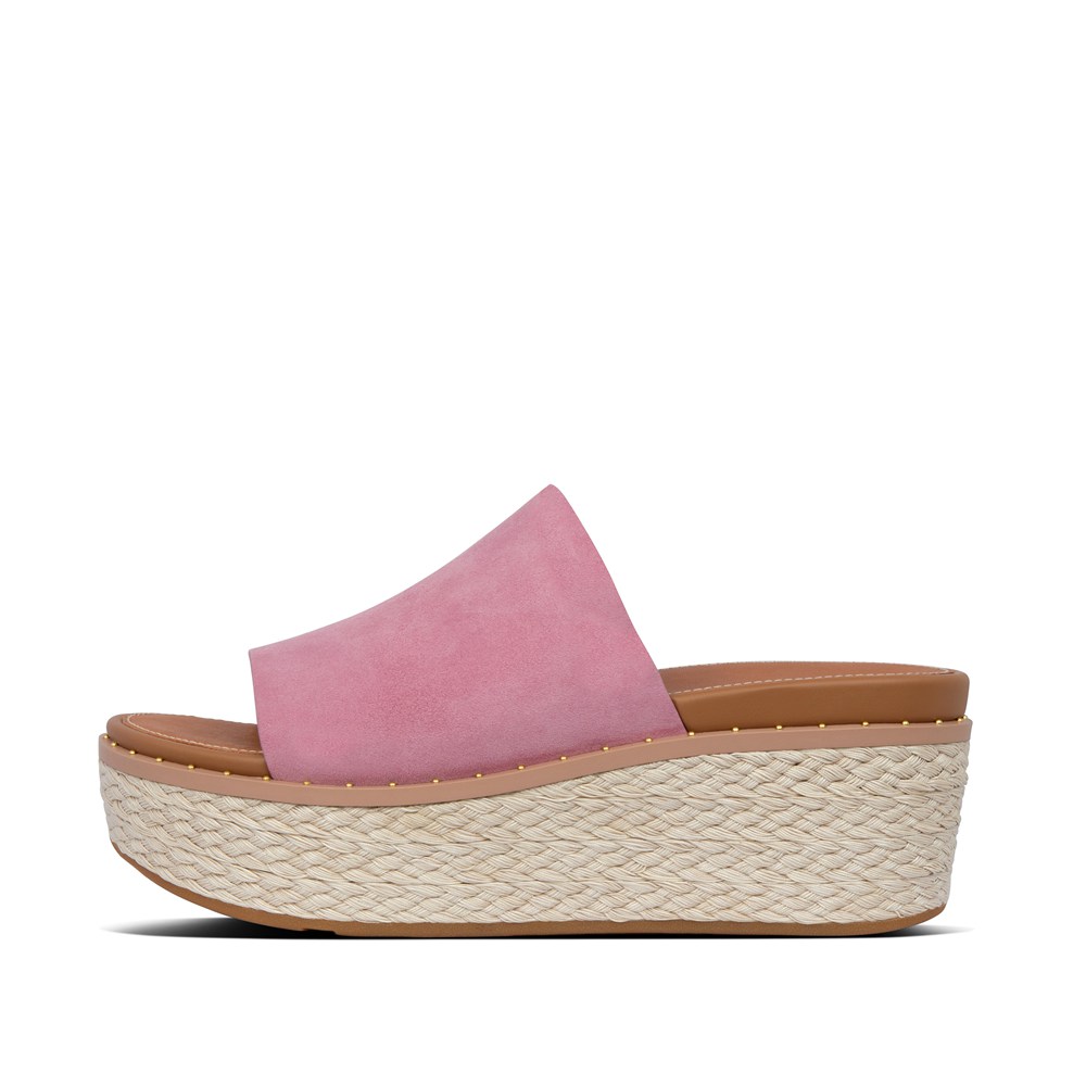 Fitflop Womens Wedge - Eloise Espadrille Suede Slides - Pink - 530-MITEOU